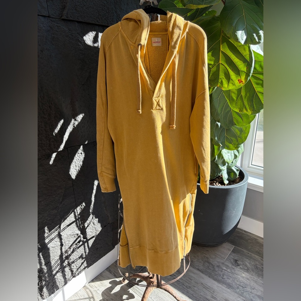 Free people Yellow Hooded Long Sleeve Dress